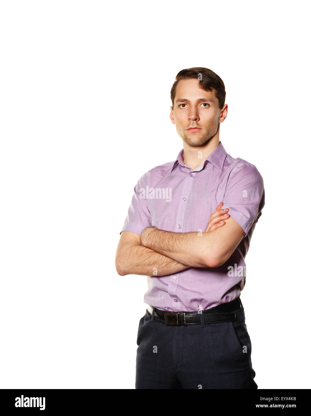 Friendly and smiling businessman looking at camera with reliability ...
