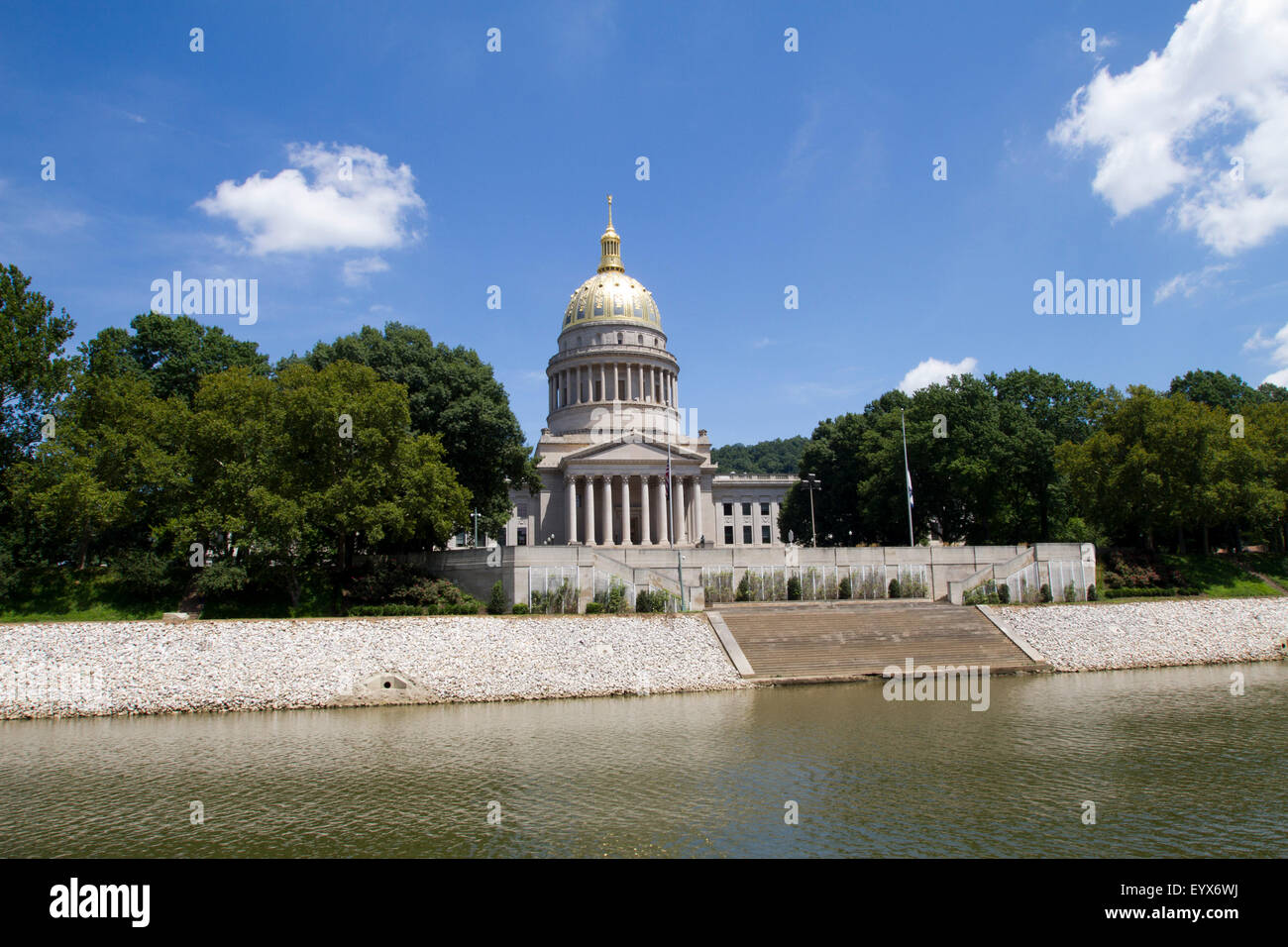 West Virginia state capitol building taken from the river. Stock Photo