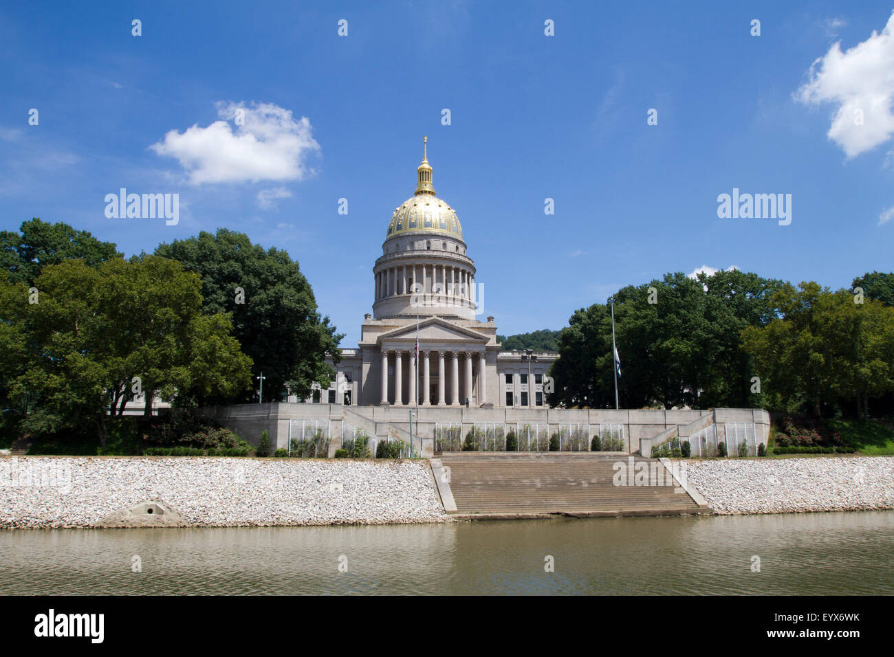 West Virginia state capitol building taken from the river. Stock Photo