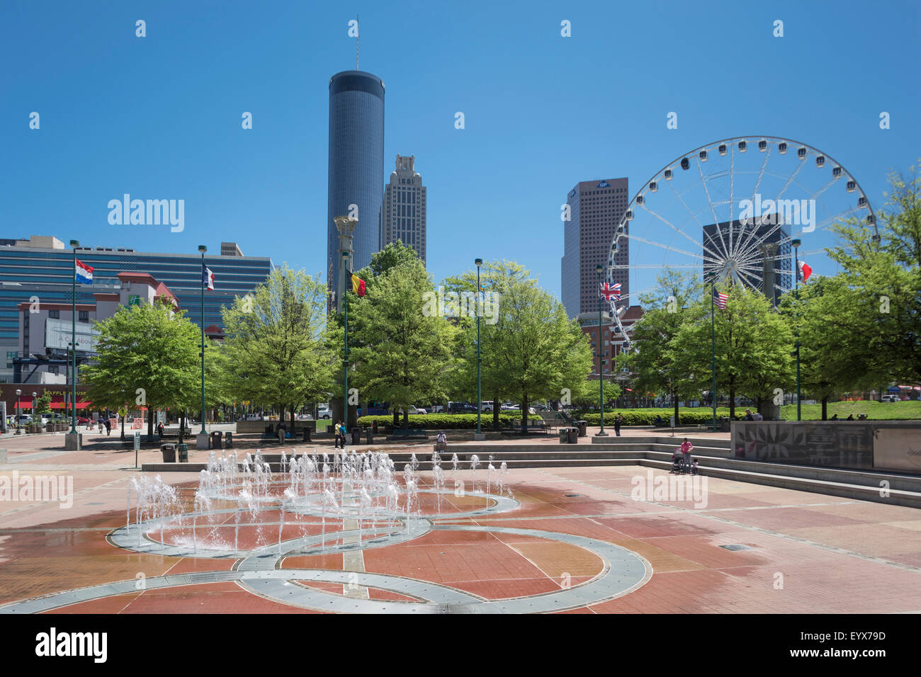 FOUNTAIN CENTENNIAL OLYMPIC PARK DOWNTOWN SKYLINE ATLANTA USA Stock Photo Alamy
