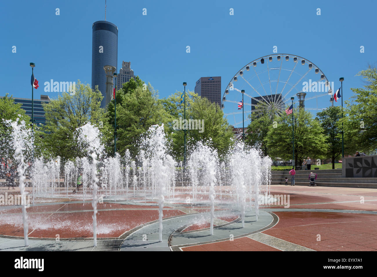 FOUNTAIN CENTENNIAL OLYMPIC PARK DOWNTOWN SKYLINE ATLANTA USA Stock Photo Alamy