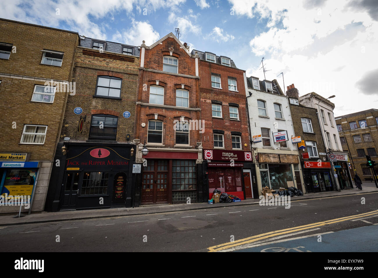 London, UK. 4th August, 2015. Protests outside newly opened Jack the Ripper Museum on Cable Street Credit:  Guy Corbishley/Alamy Live News Stock Photo