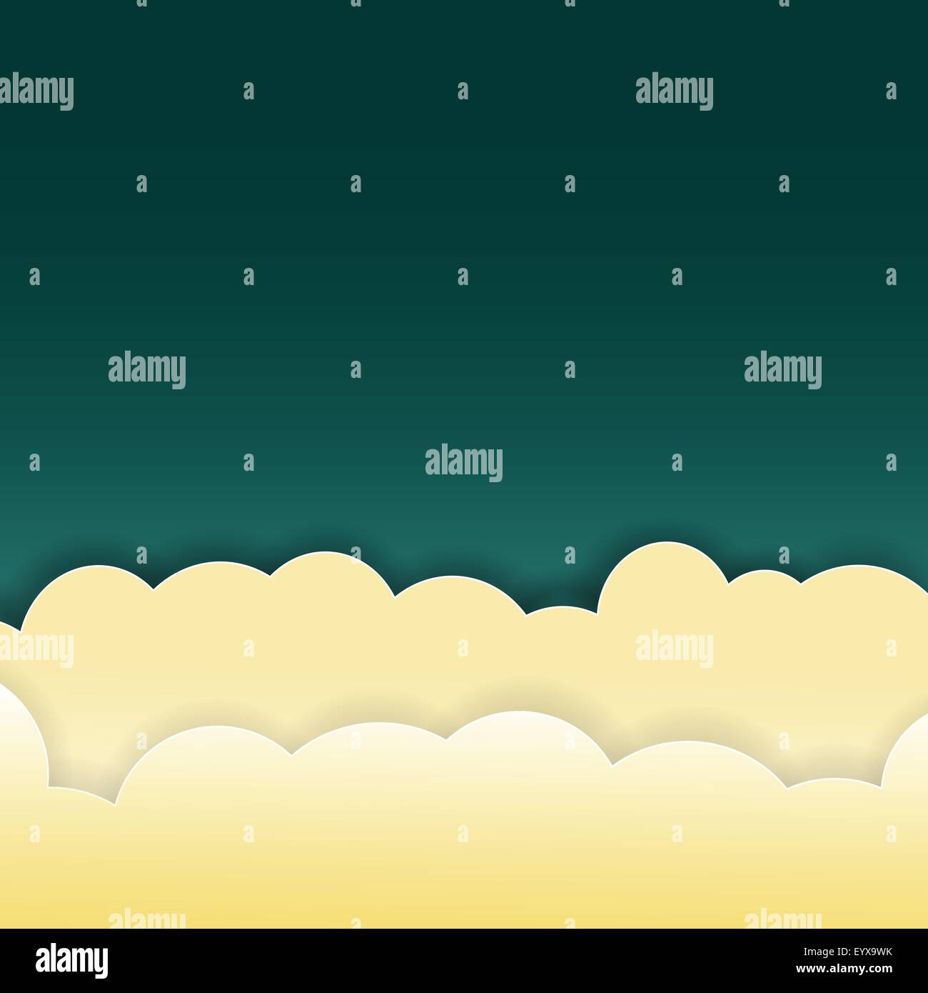 Abstract yellow clouds on dark background vector illustration with place for text. Stock Vector
