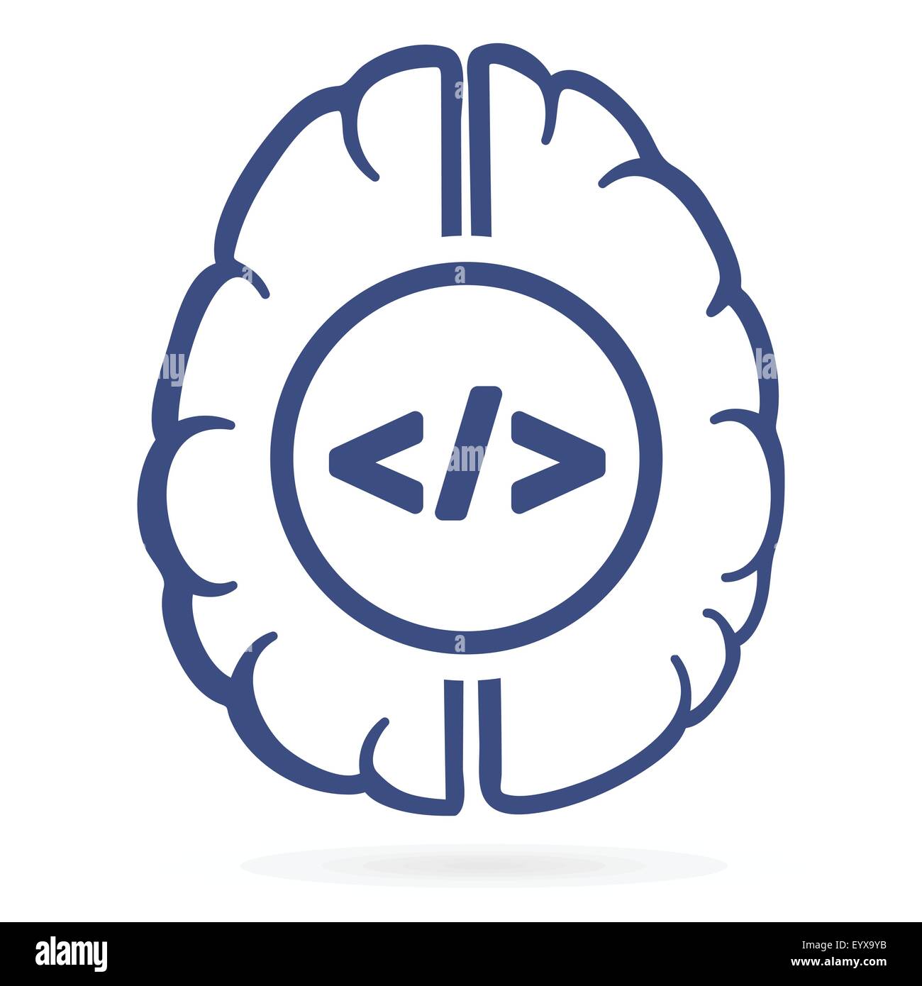 human brain and html tags inside vector illustration Stock Vector