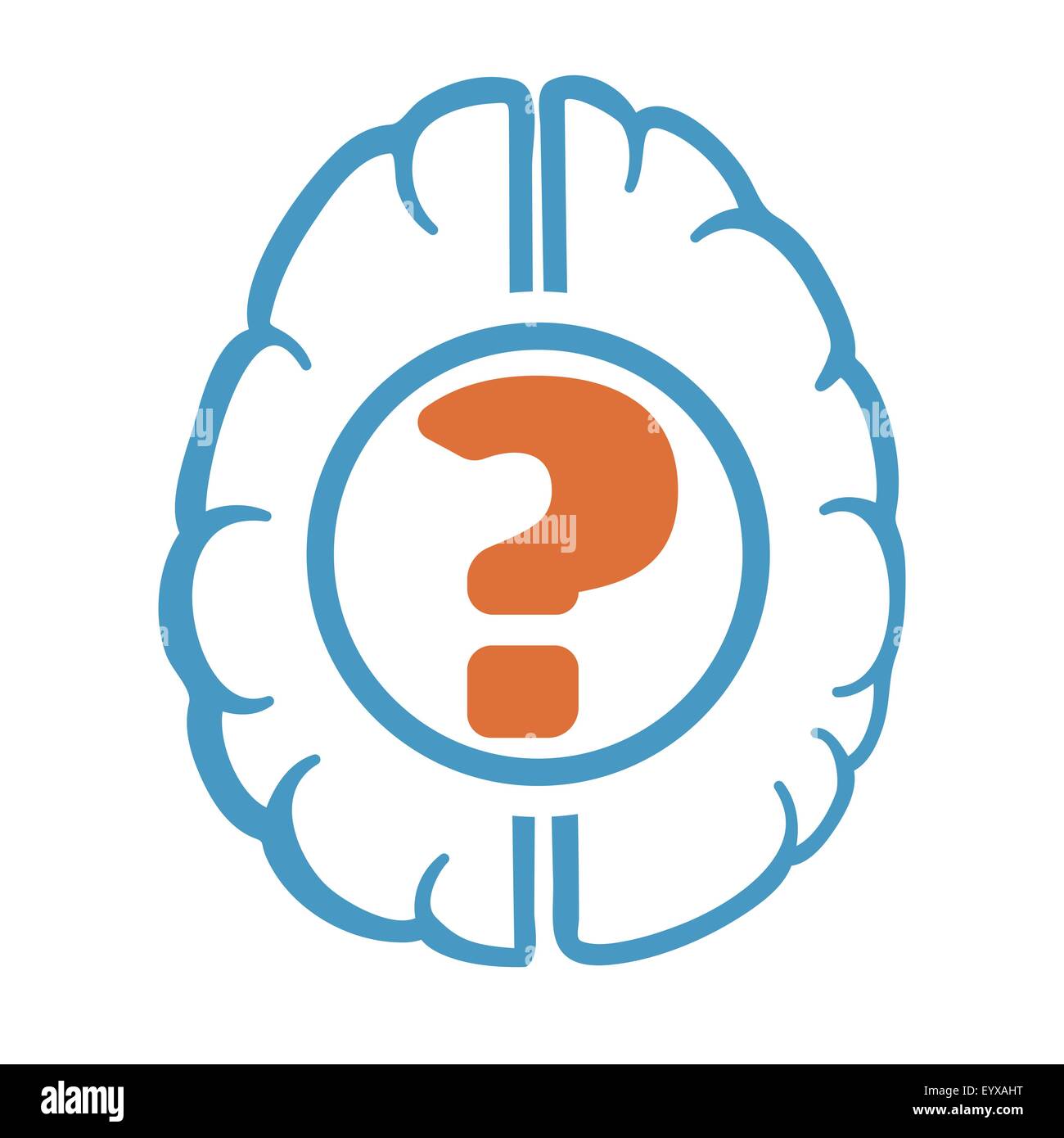 Question mark in human brain symbol vector illustration. Stock Vector