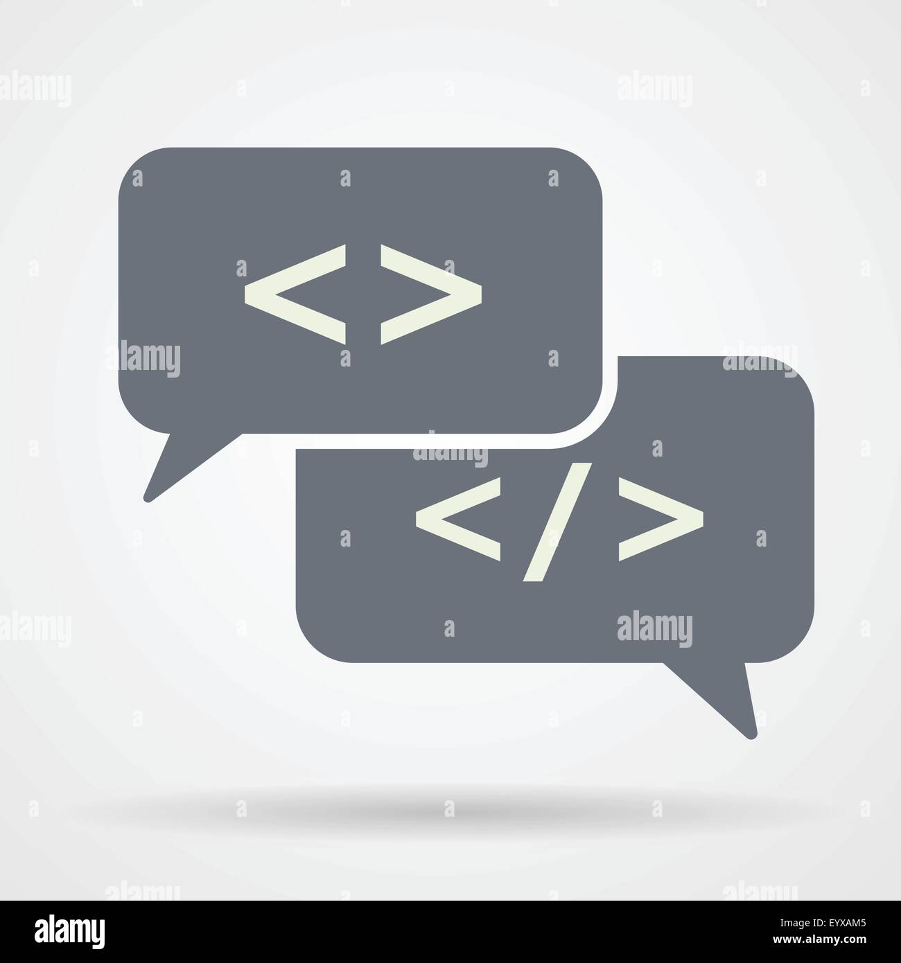 Speech bubble with opening and closing html tags vector illustration