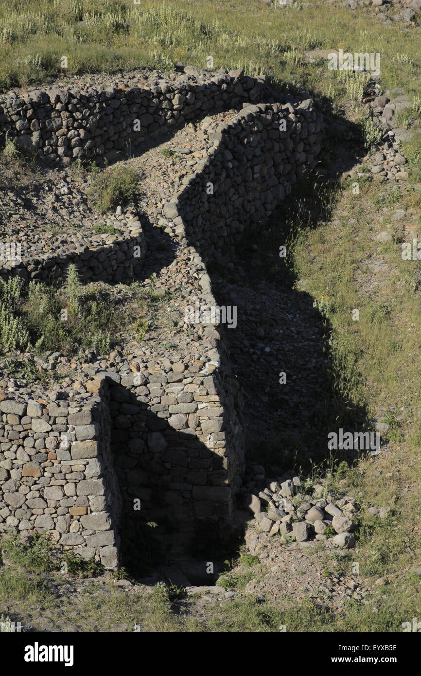 View of building / civilization presence remnants inside the castle of myrina. Lemnos island, Greece Stock Photo