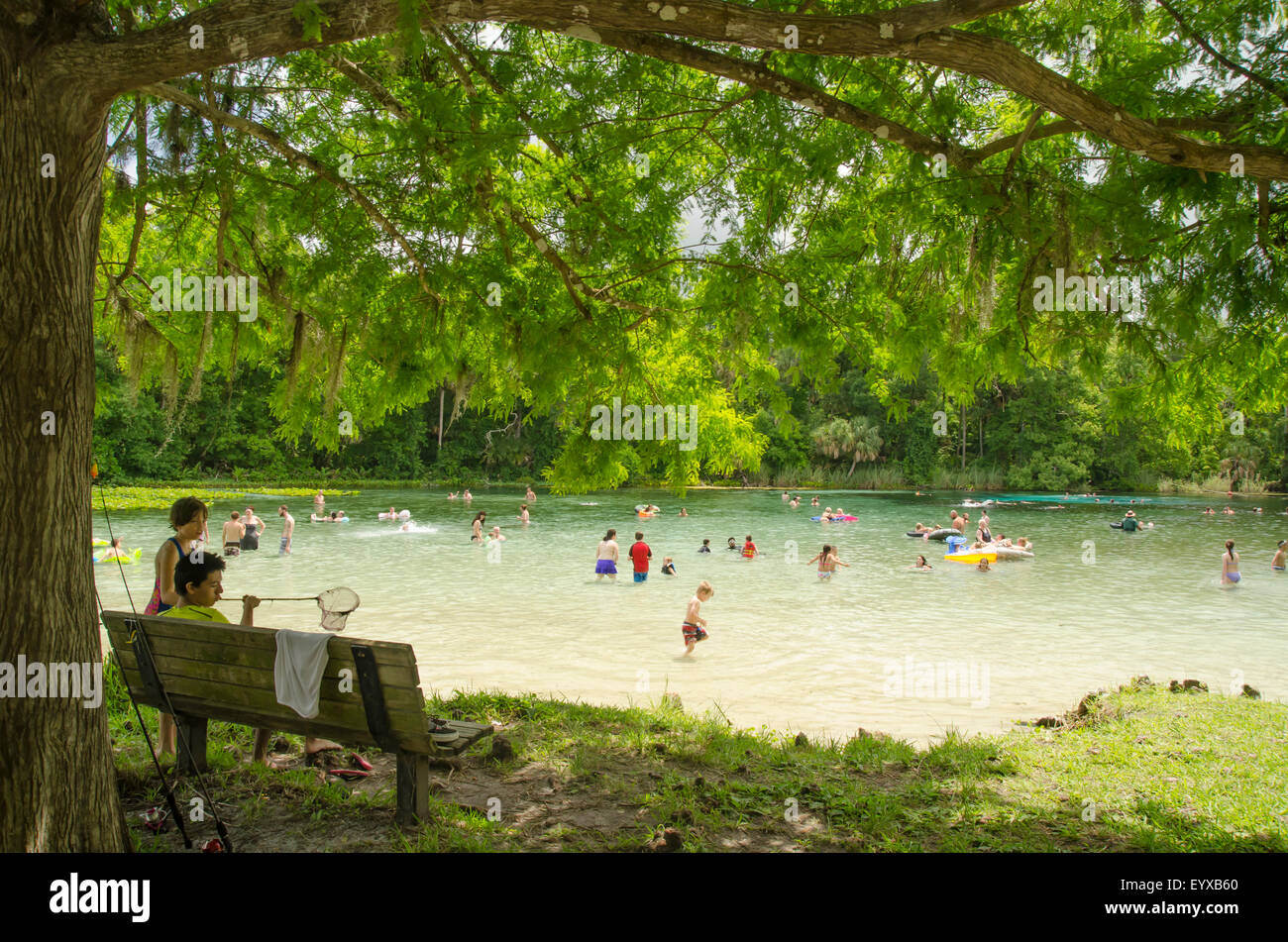 Boy on park bench at Alexander Springs State Recreation Area, Ocala