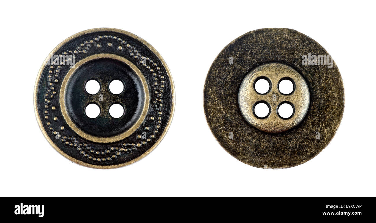 Metal sewing buttons on white background Stock Photo
