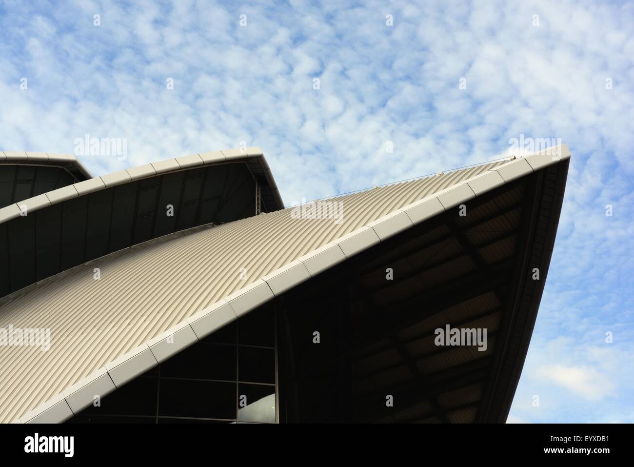 Acute angles in the roof design of the Clyde Auditorium (The Armadillo), Glasgow Stock Photo