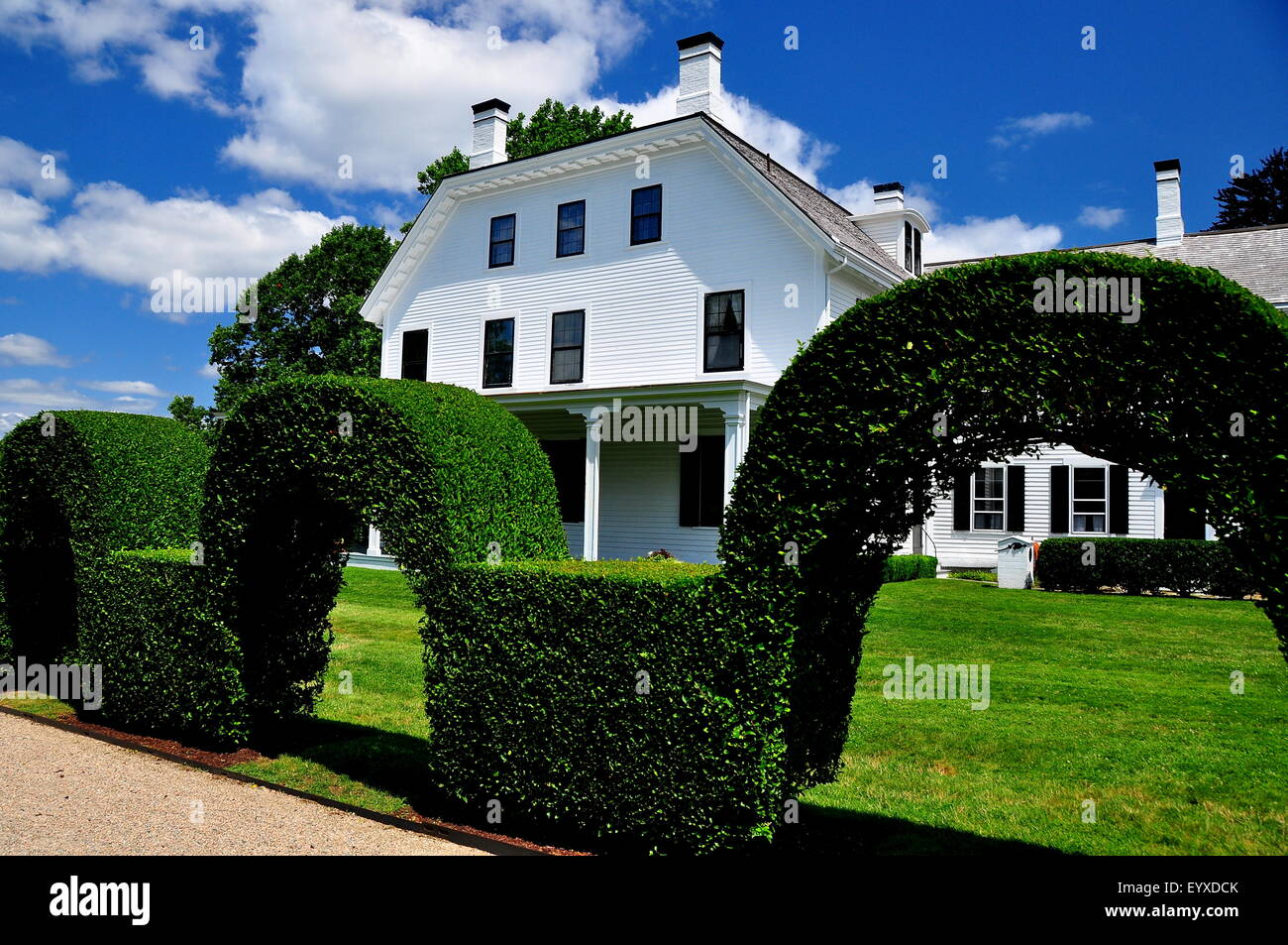 Portsmouth, Rhode Island Clipped arched topiary hedge and the Brayton