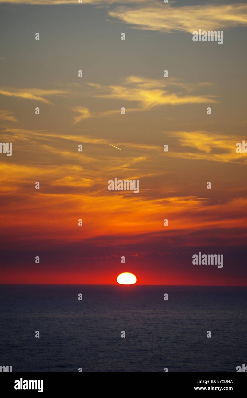 Red Sunset - Sky and Sea Stock Photo - Alamy