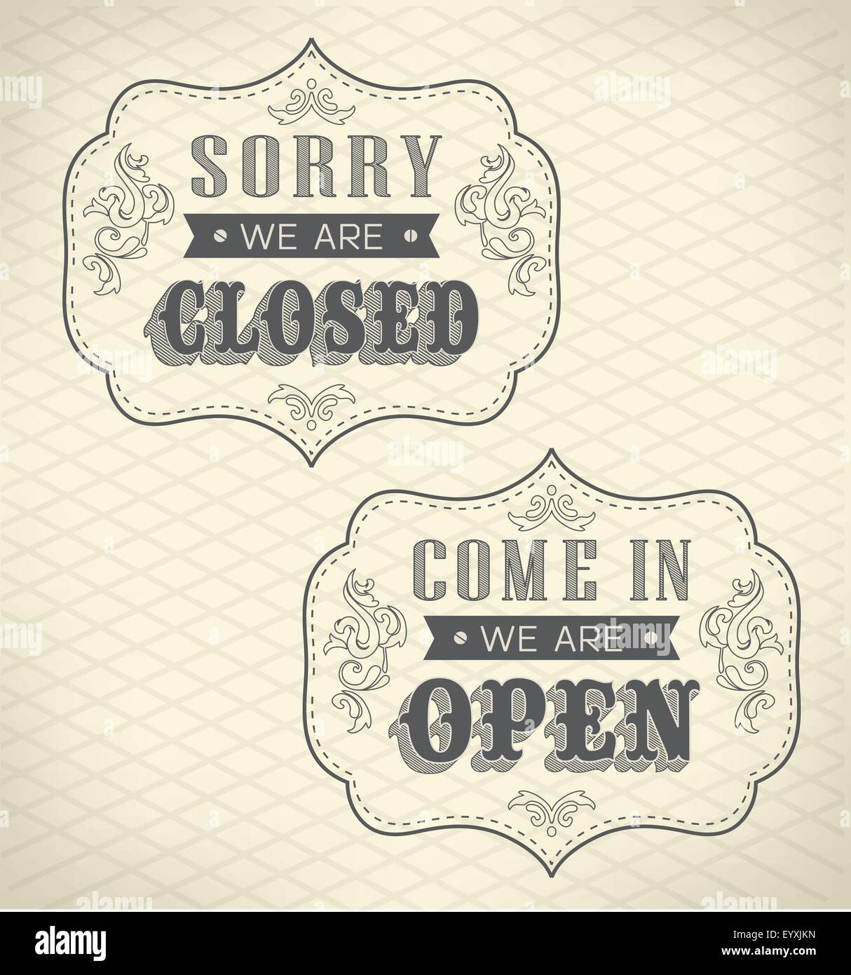 Retro signs Open and Closed. Vector illustration Stock Vector Image ...