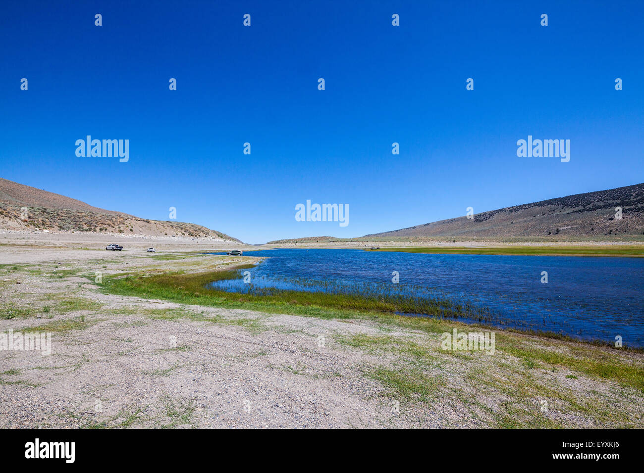 Extremely low water levels at Grant Lake in the June Lake loop