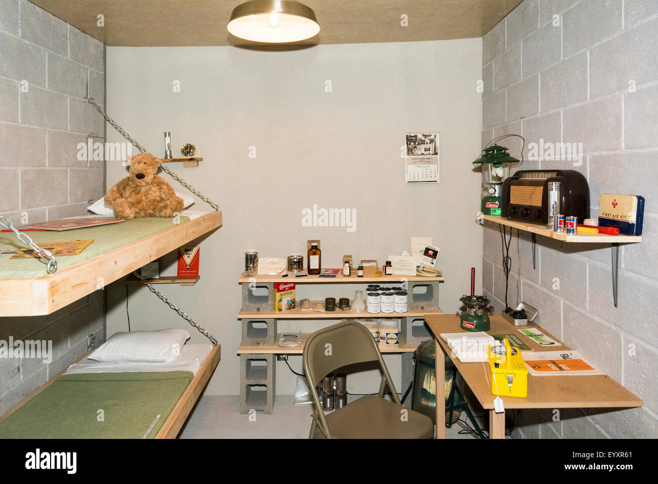 Nebraska, Ashland, Strategic Air & Space Museum, replica home bomb shelter circa 1950s Stock Photo