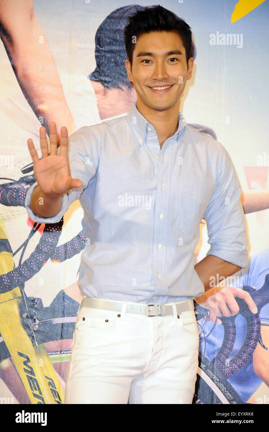 Taipei. 5th Aug, 2015. South Korean actor Choi Siwon attends a press conference to promote the movie 'To The Fore' in Taipei, southeast China's Taiwan, Aug. 4, 2015. The movie is to be screened on Aug. 7. Credit:  Xinhua/Alamy Live News Stock Photo