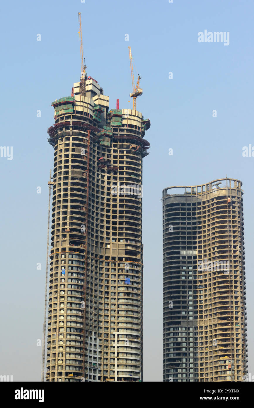 Building Construction With Tower Cranes Stock Photo