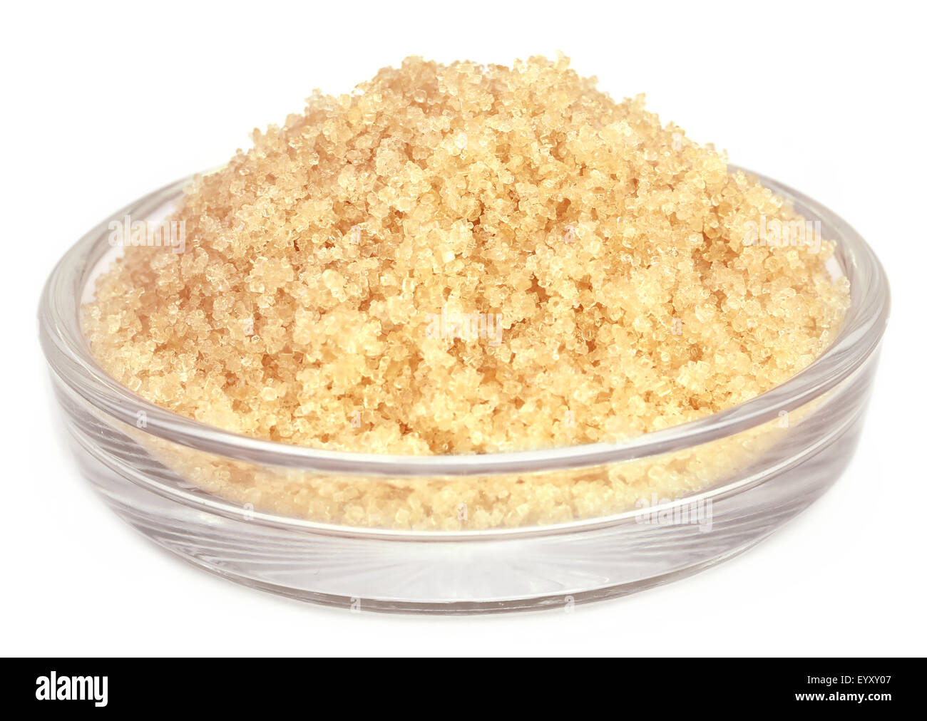 Coarse crystals of brown sugar in a glass bowl Stock Photo Alamy