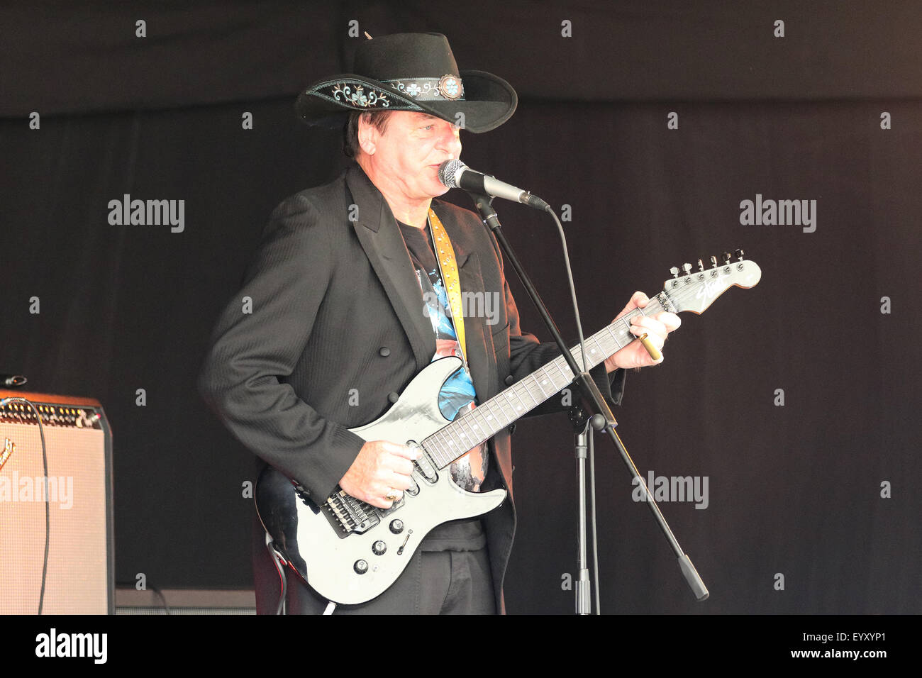 Musicians on stage at an open air county festival, the South Glos Show