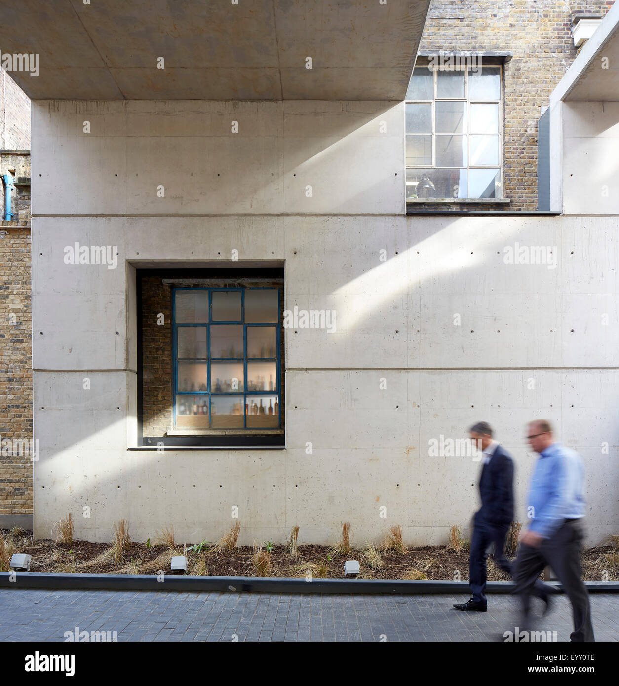 Detail view of concrete entrance cube. The Metal Box, London, United  Kingdom. Architect: Pringle Richards Sharratt Ltd, 2015 Stock Photo - Alamy, image size:1254x1390