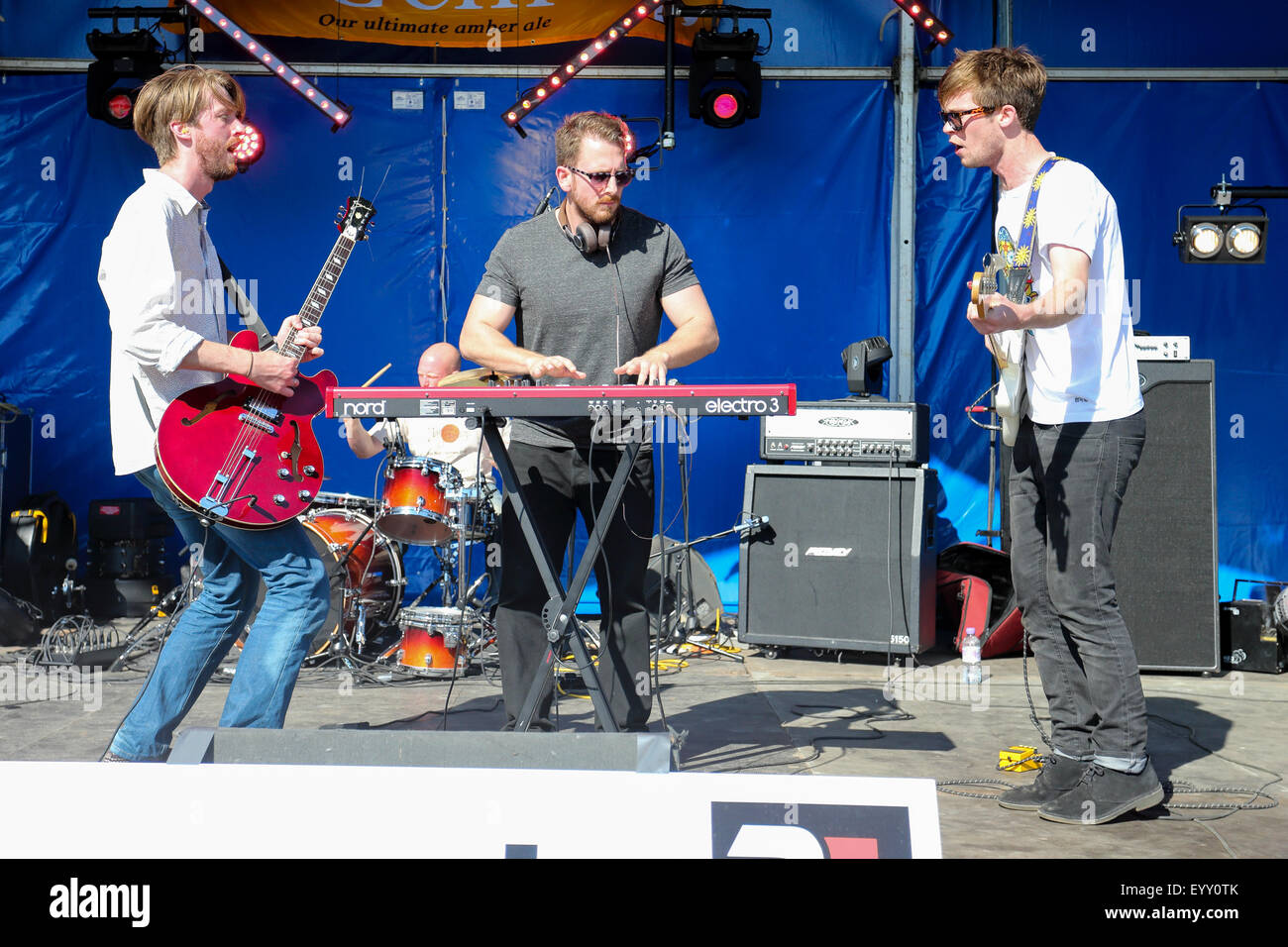 Musicians on stage at an open air county festival, the South Glos Show