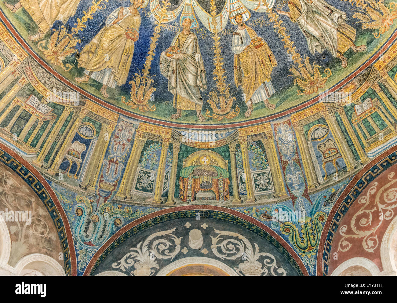 Tile mosaic in ornate dome in Neonian Baptistery, Ravenna, Ravenna, Italy Stock Photo