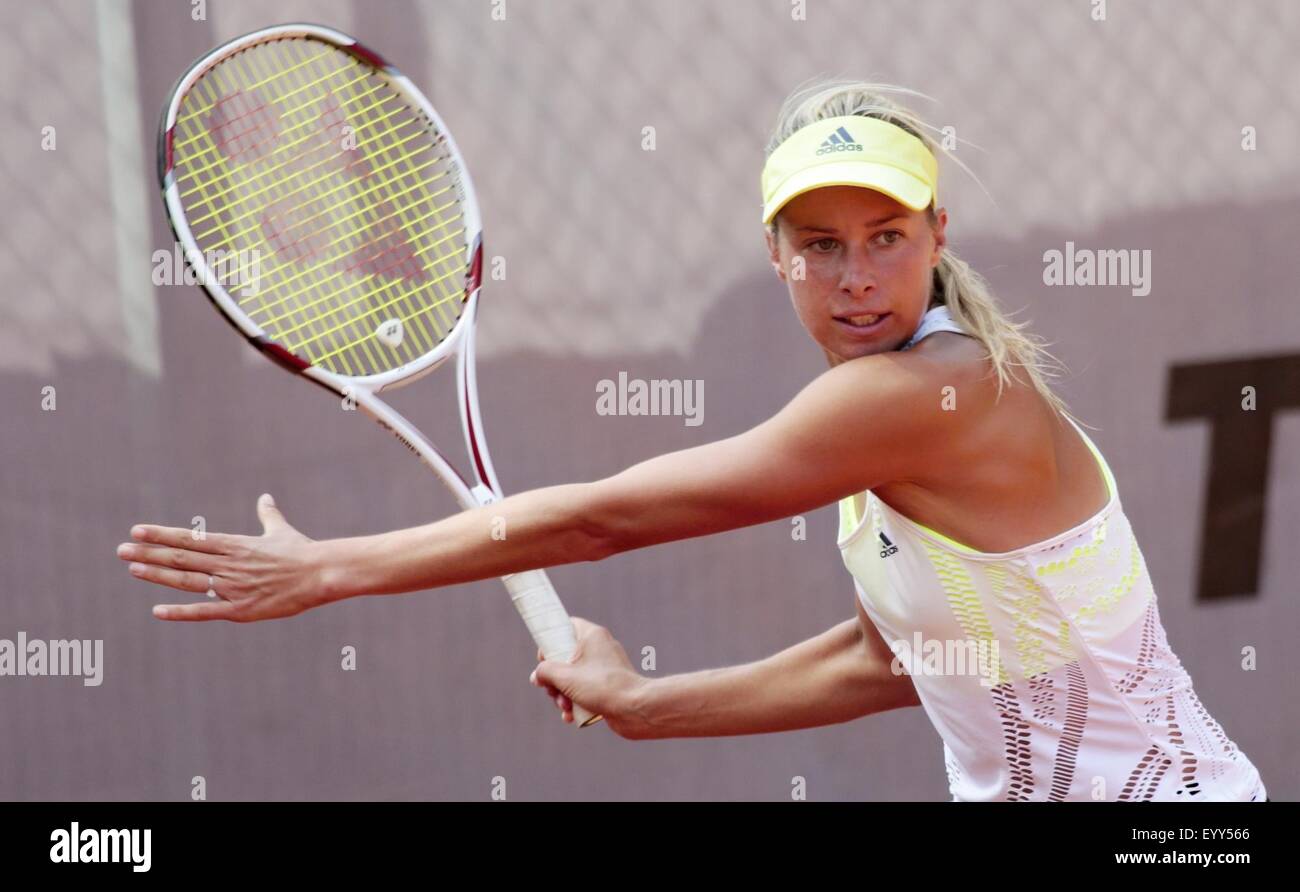 Pilsen, Czech Republic. 3rd Aug, 2015. Czech tennis player Andrea Hlavackova  in action during the ITF