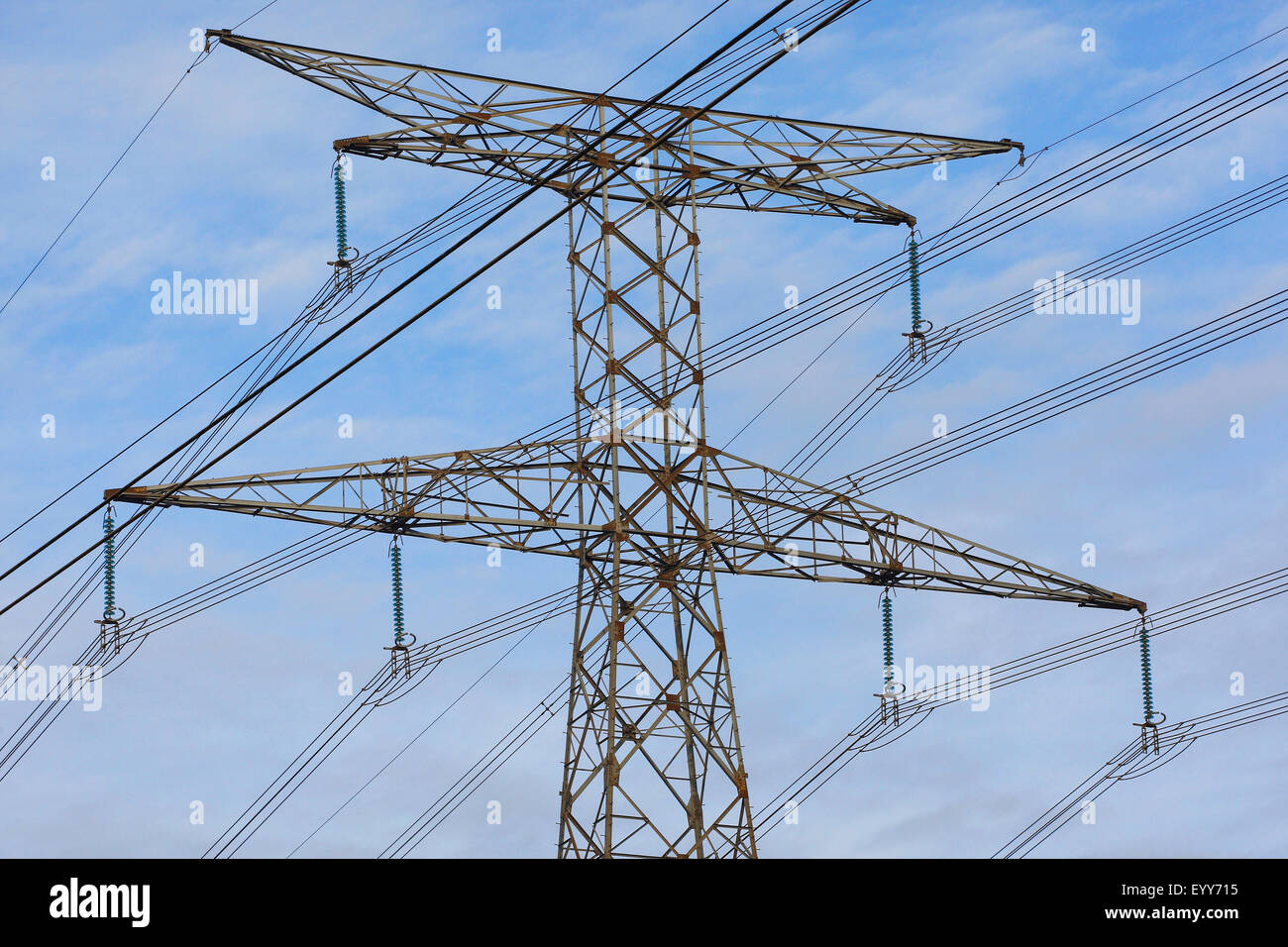 electricity mast, Belgium Stock Photo