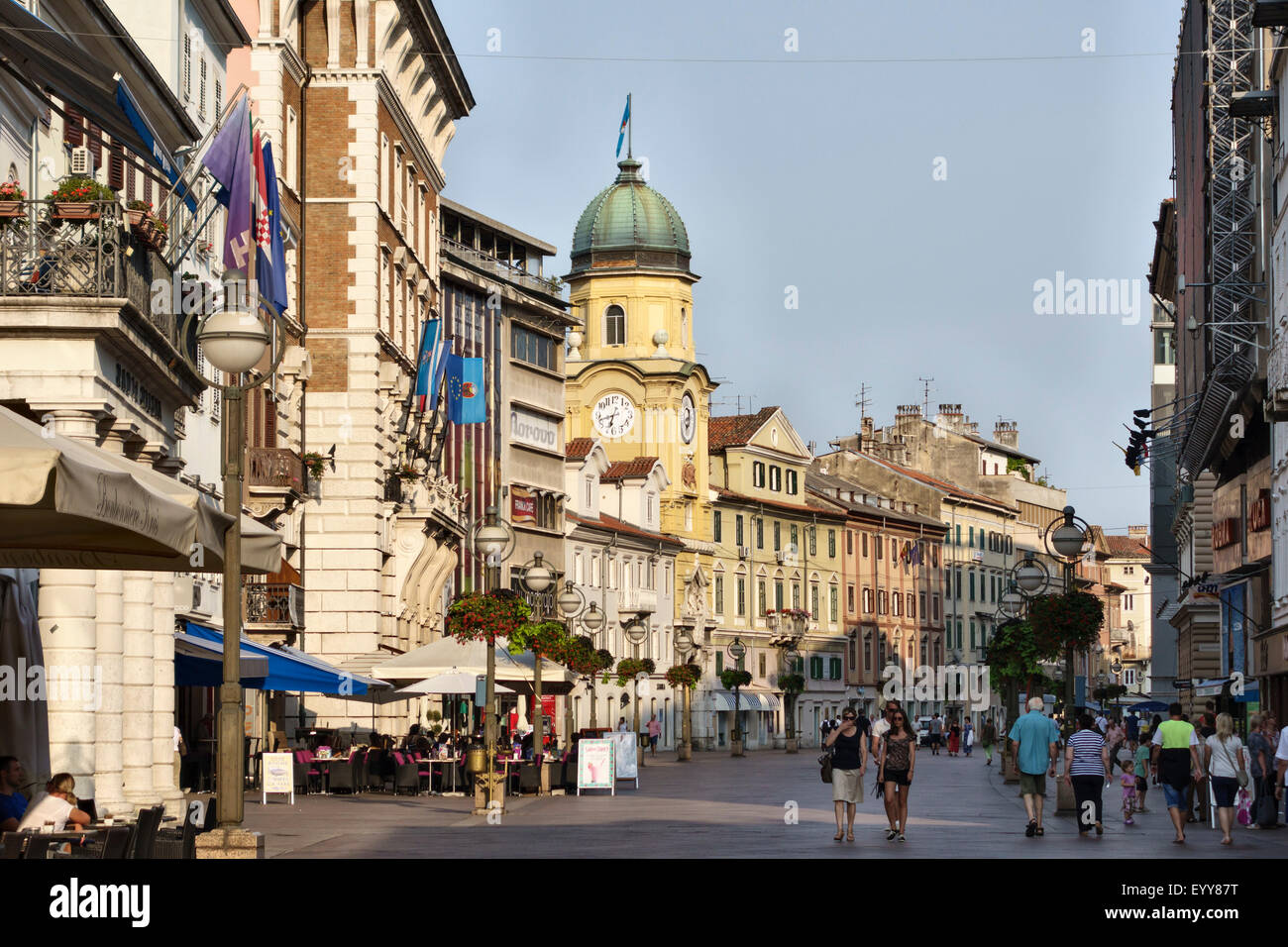Rijeka, Croatia. The Korzo, the main shopping street in the centre of the city Stock Photo
