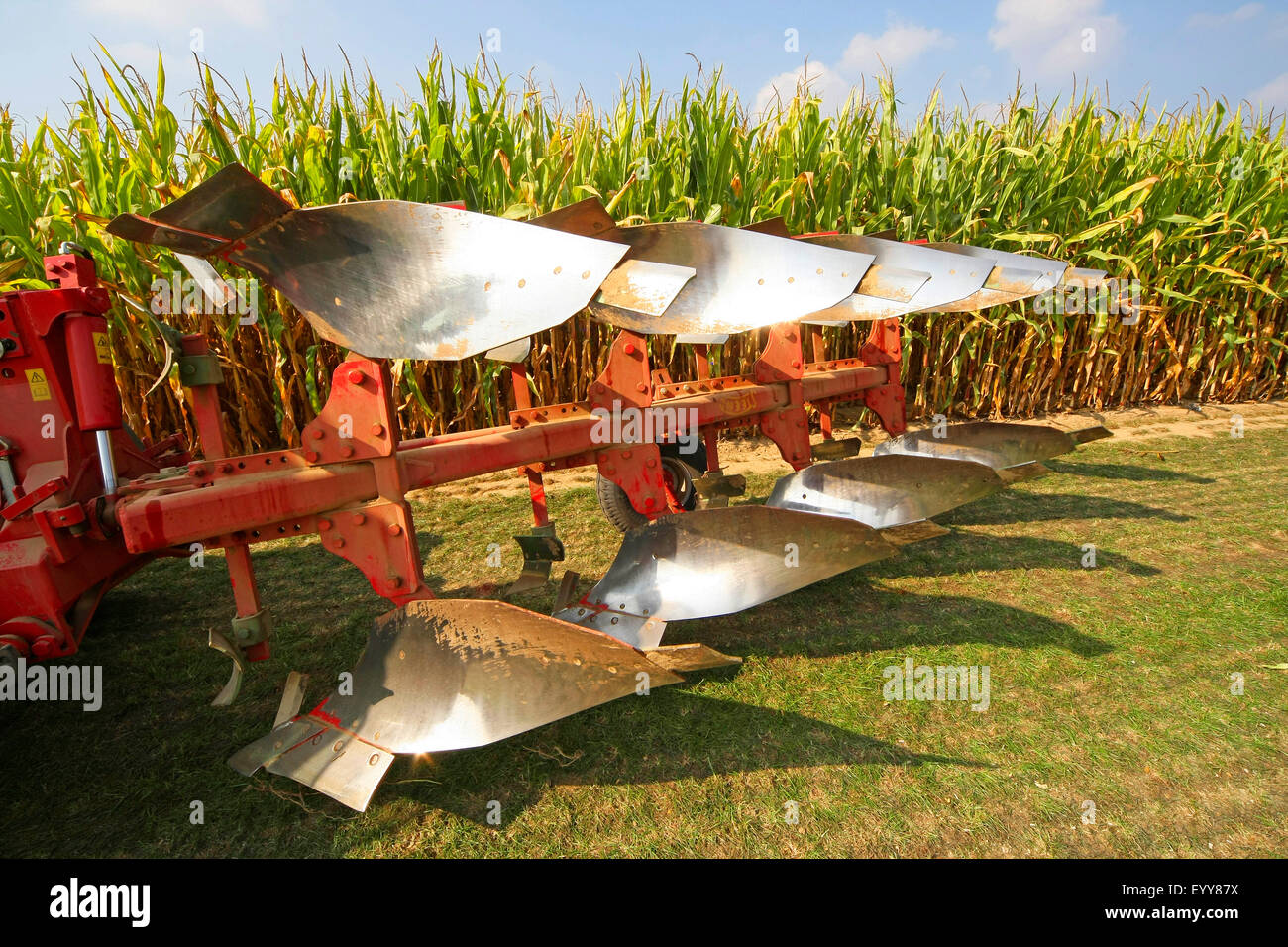 plough at a tractor, Netherlands Stock Photo