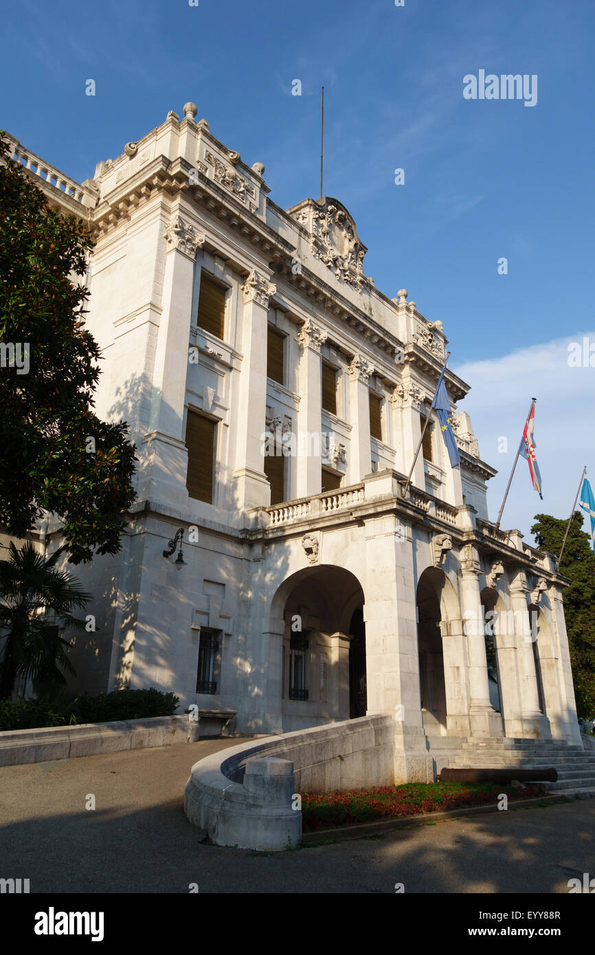 Rijeka, Croatia. The former Governor's Palace, with the balcony from which Gabriele D'Annunzio spoke during his brief regime Stock Photo