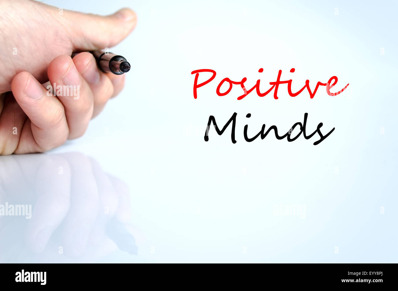Positive minds text concept isolated over white background Stock Photo