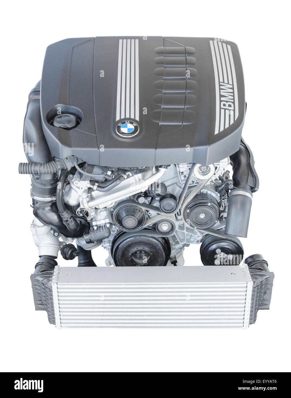 New modern powerful flagship model of car engine. BMW TwinPower turbo 3.0  litre 6-cylinder top-of-the-range diesel power Stock Photo - Alamy