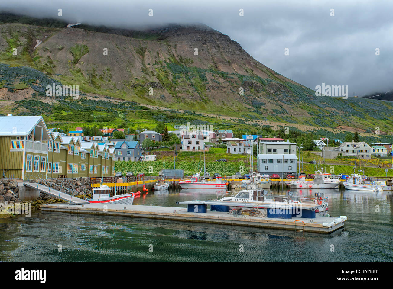 Siglufjordur harbour iceland stock photo alamy