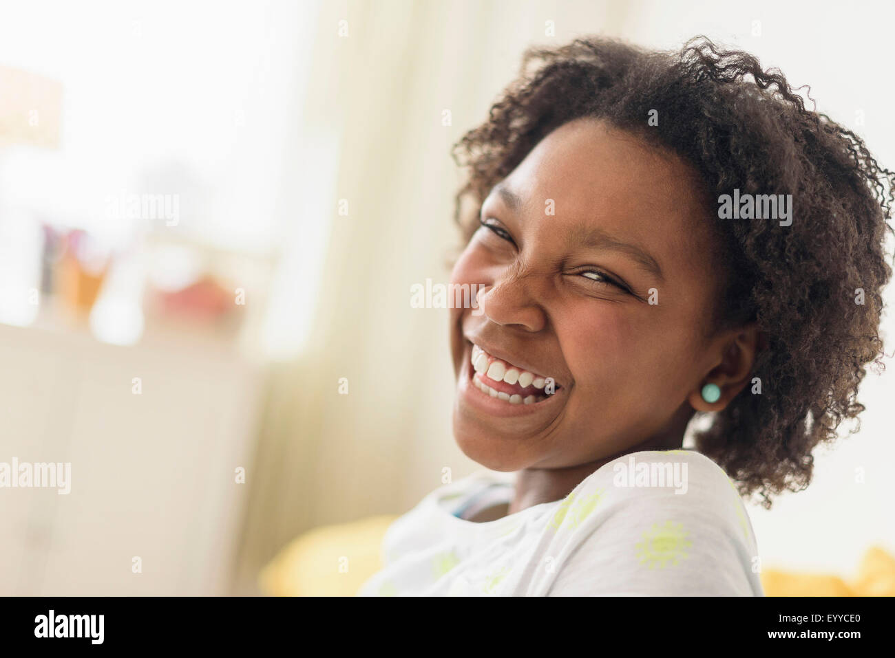 Close up of laughing Black girl Stock Photo - Alamy