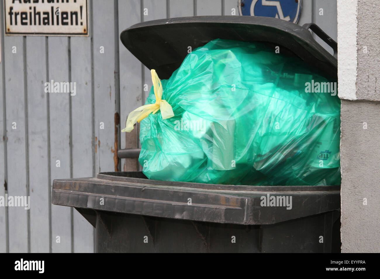 overfilled waste bin, Germany Stock Photo