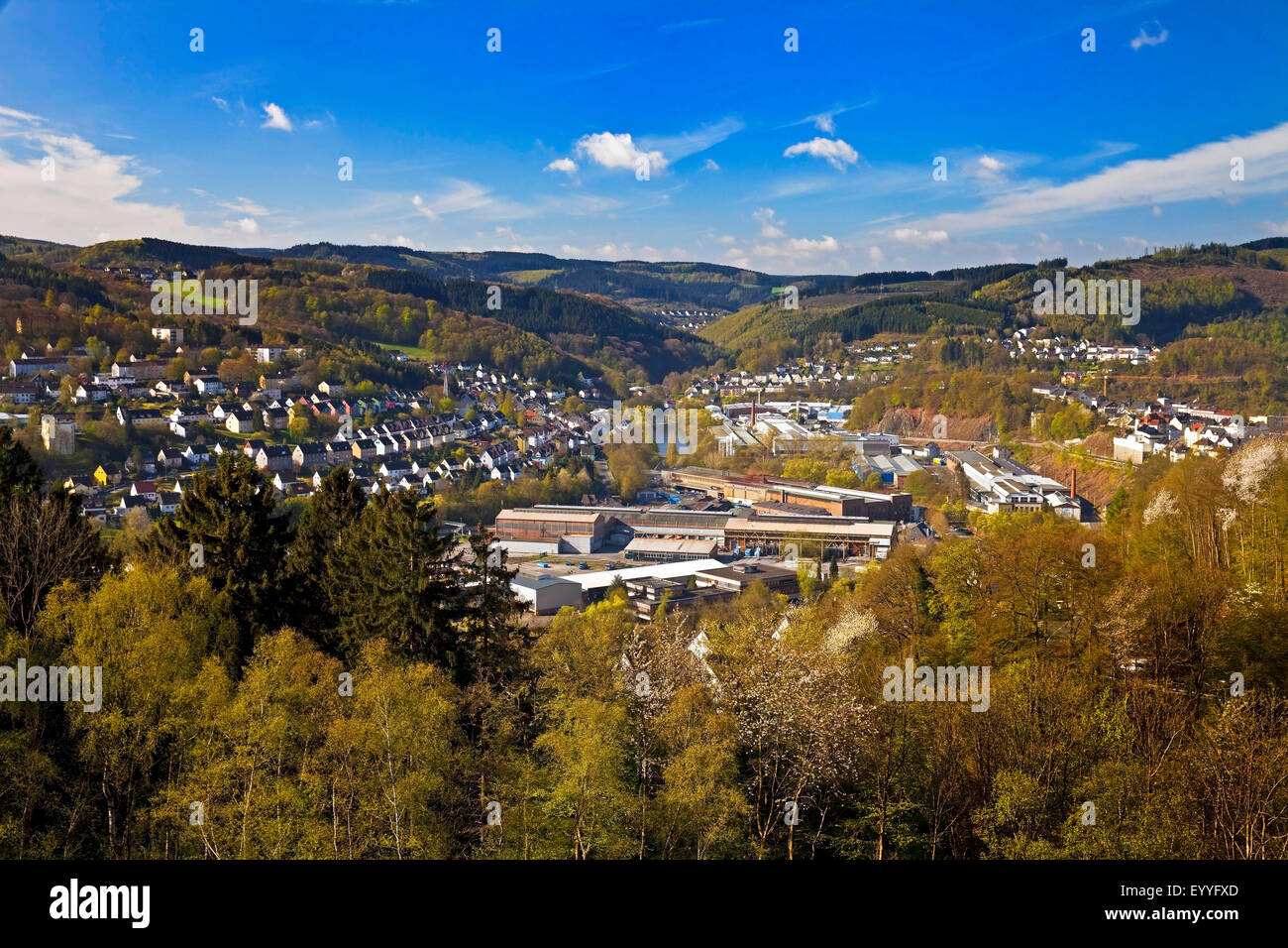 view to Werdohl, Germany, North Rhine-Westphalia, Sauerland, Werdohl Stock Photo