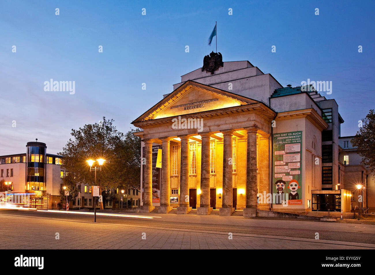 Landestheater Detmold in the evening, Germany, North Rhine-Westphalia, Detmold Stock Photo