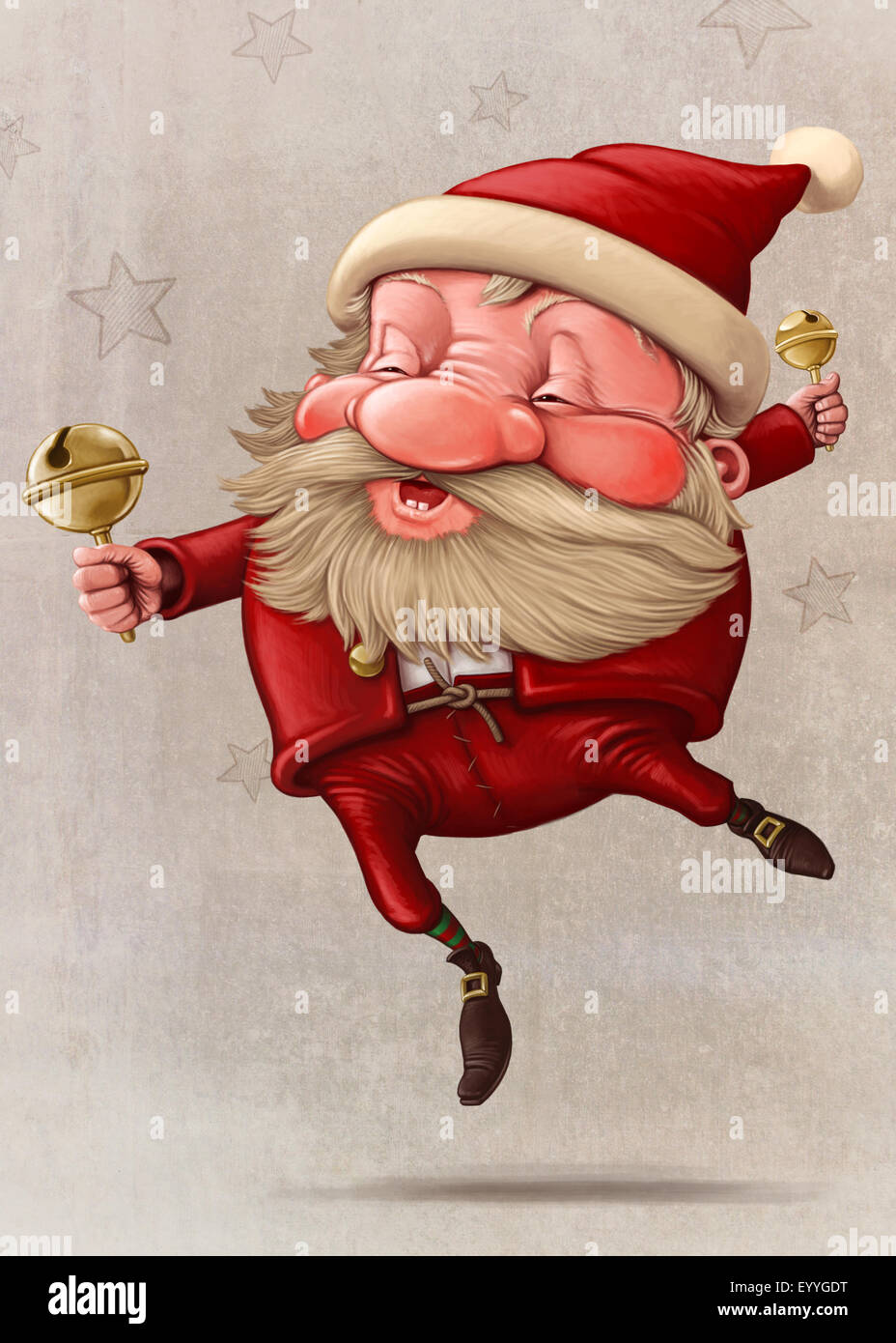 Santa Claus and the bell's dancing illustration Stock Photo - Alamy