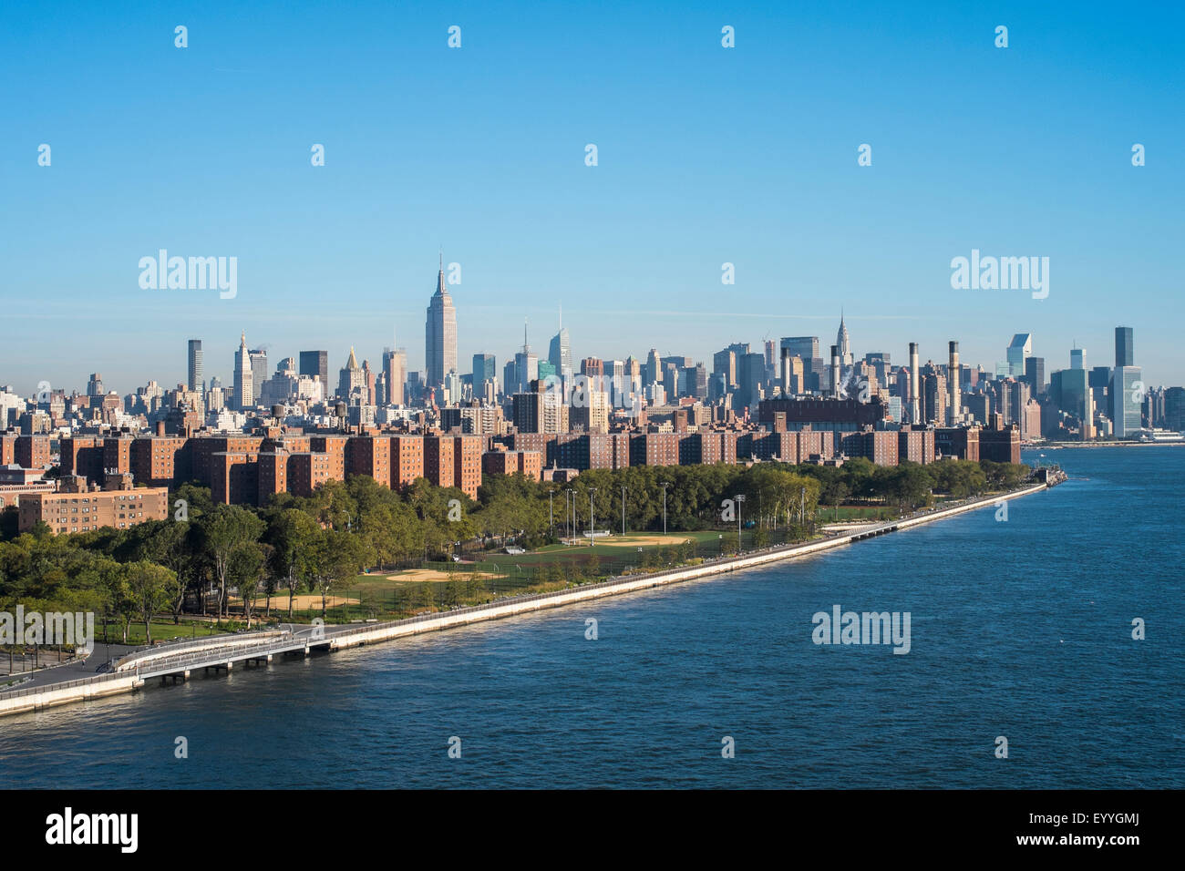 Aerial view of New York City skyline, New York, United States Stock Photo