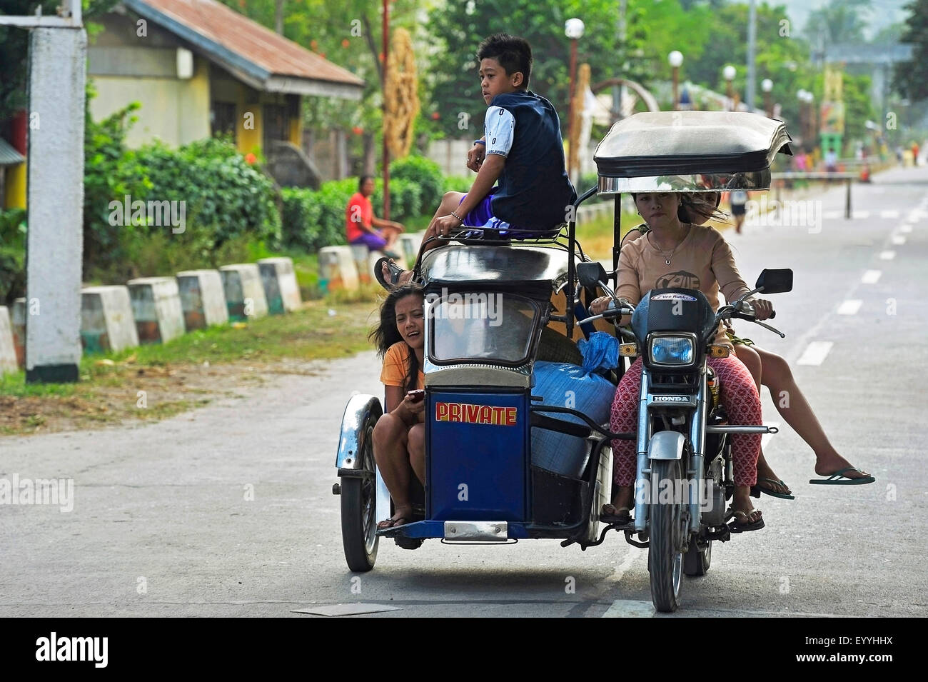 fully loaded motor bike with side car, Philippines, Luzon, Banaue Stock Photo