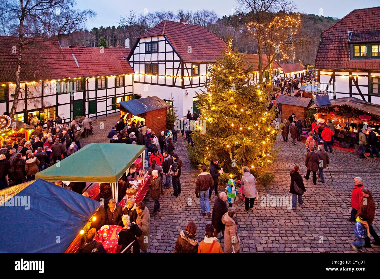 Christmas market at Maste-Barendorf Industrial Heritage Site , Germany, North Rhine-Westphalia, Sauerland, Iserlohn Stock Photo