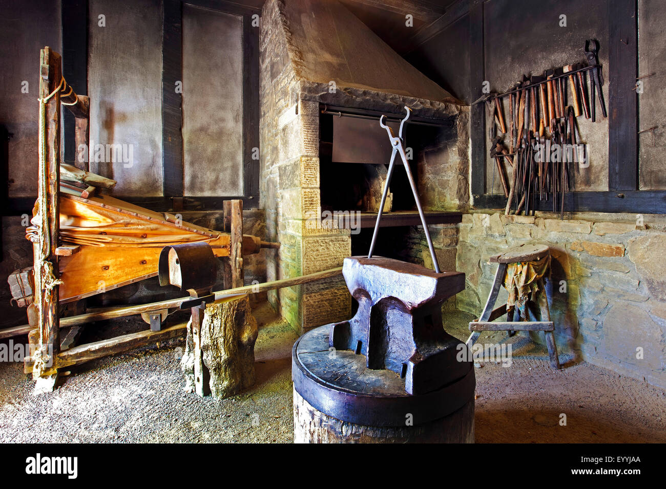 blacksmith of Hagen Open-air Museum, Germany, North Rhine-Westphalia, Ruhr Area, Hagen Stock Photo