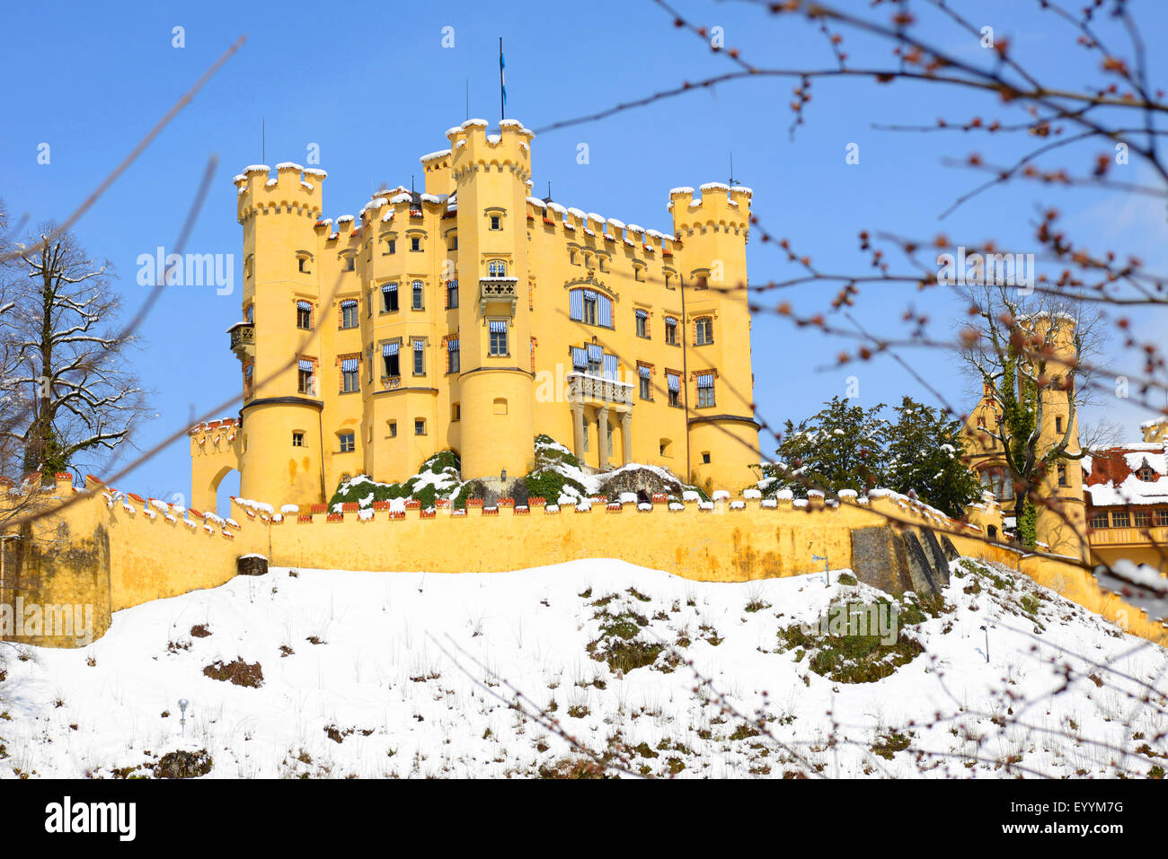 castle Hohenschwangau in March, Germany, Bavaria, Hohenschwangau Stock Photo