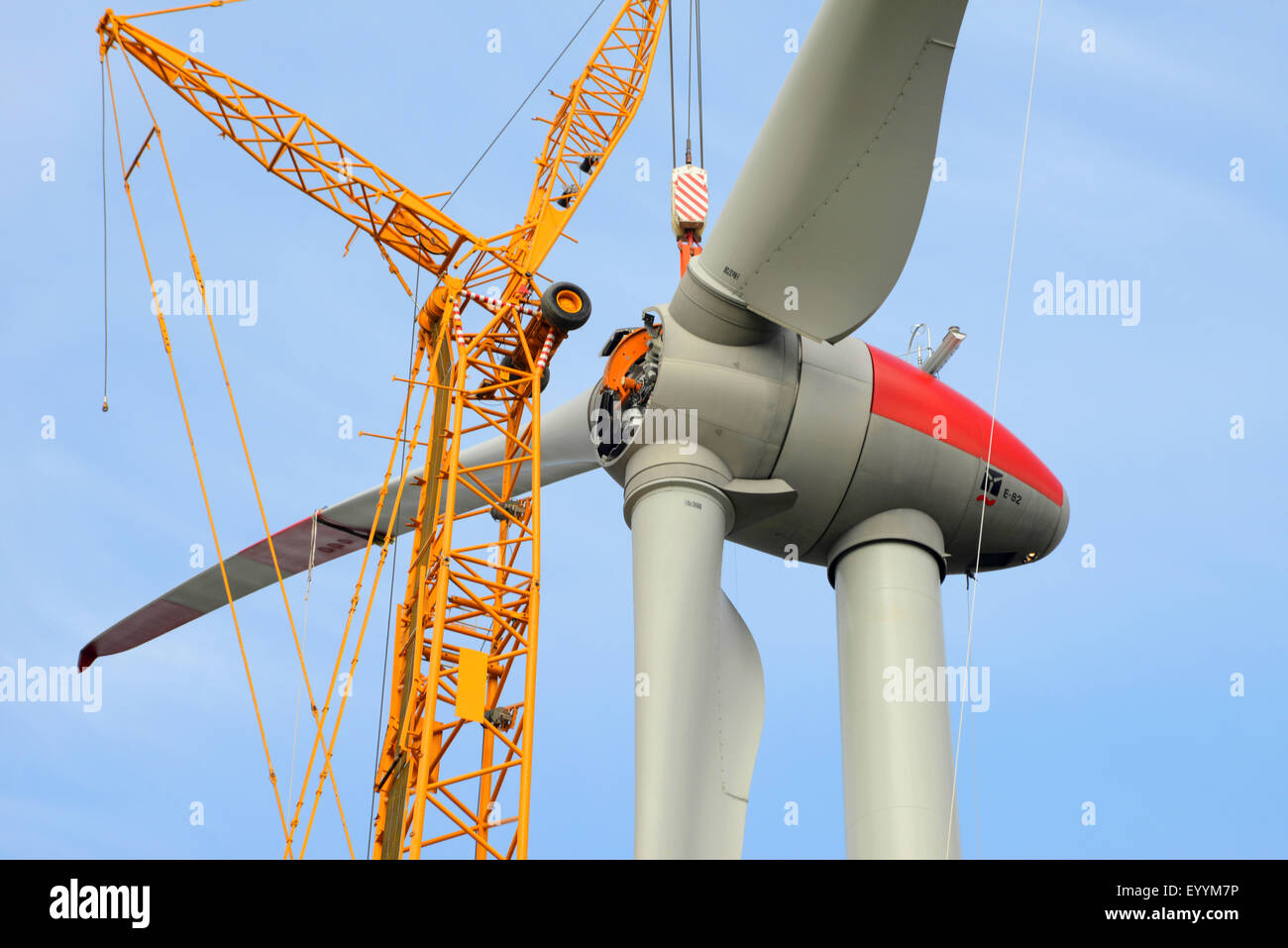 heavy-duty crane and power wheel, maintenance, Germany, Bavaria Stock Photo