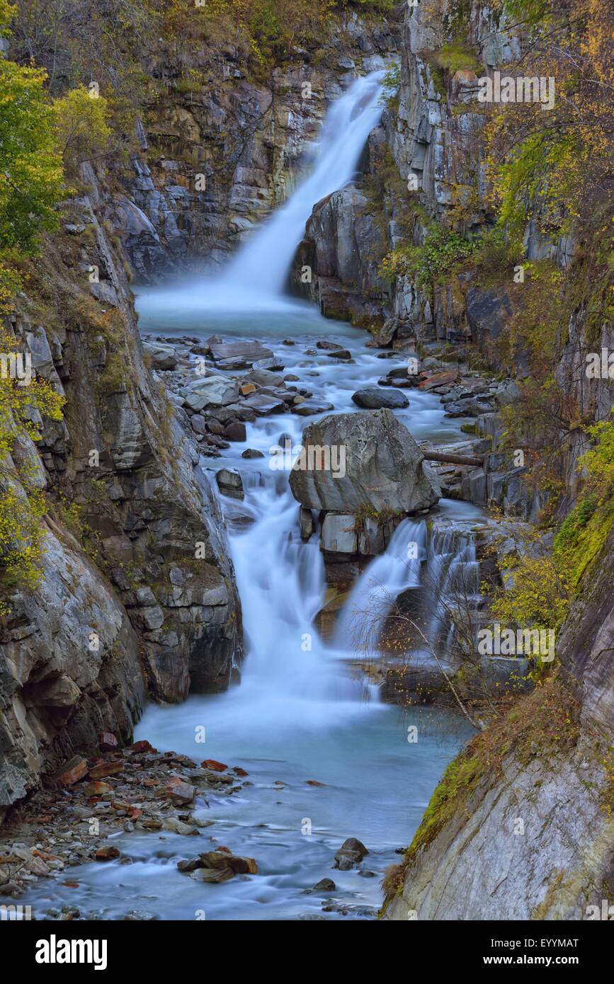 waterfall at the Gran Paradiso National Park in autumn, Italy, Gran Paradiso National Park Stock Photo