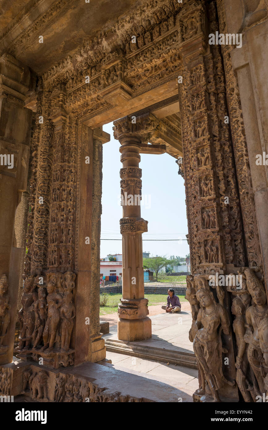The ruins of an ancient Hindu temple in Khajuraho, Madhya Pradesh, India Stock Photo