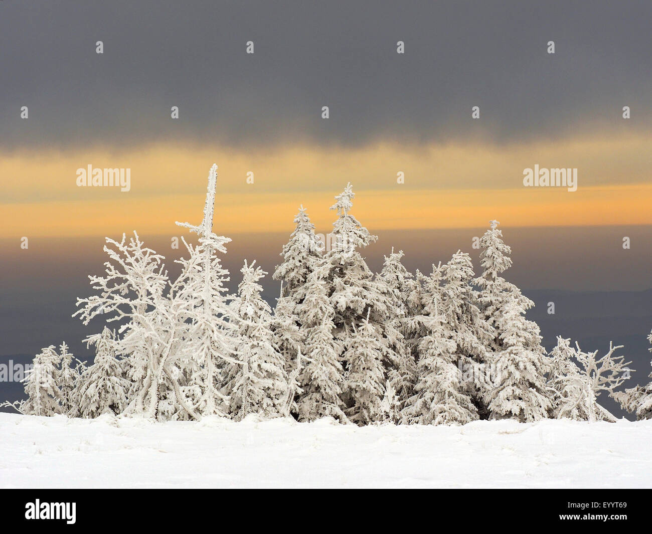 winter landscape at the KrkonoÜe (Giant Mountains), Czech Republic, Riesengebirge, Spindlermuehle Stock Photo