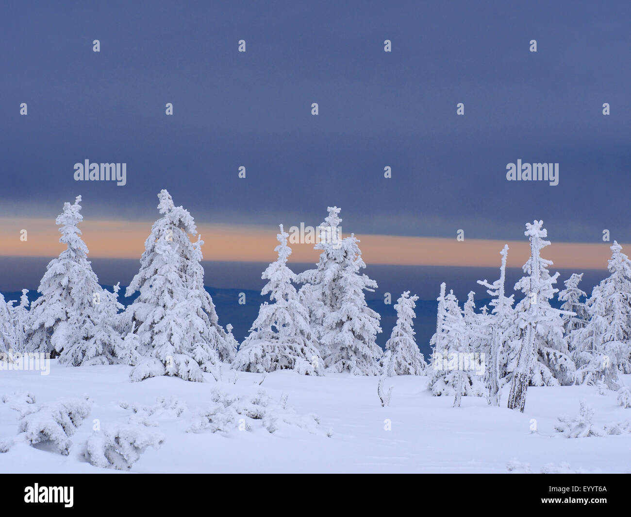 winter landscape at the KrkonoÜe (Giant Mountains), Czech Republic, Riesengebirge, Spindlermuehle Stock Photo