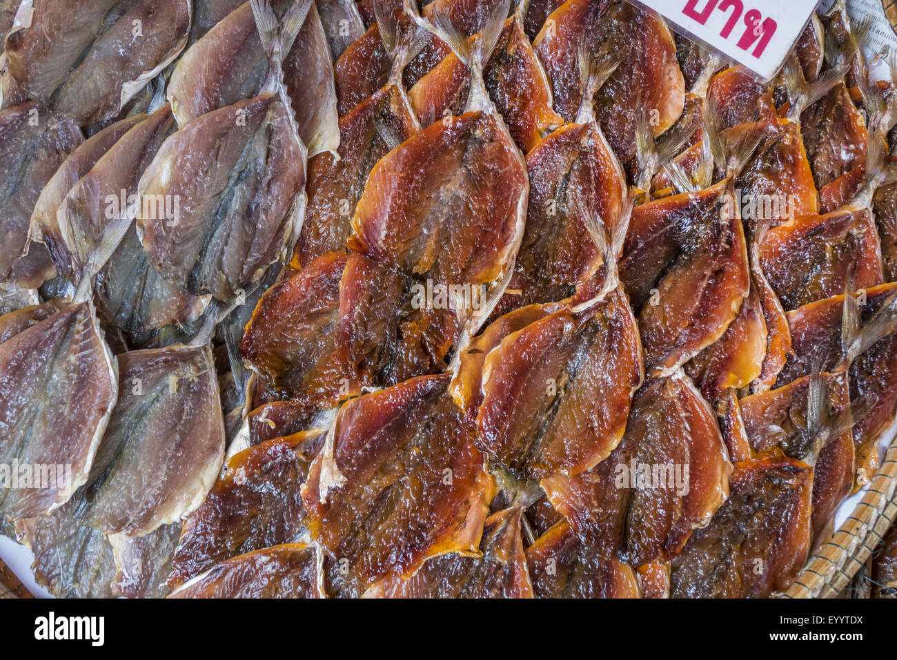 dries fish at the Talad Rom Hoob Market near Bangkok, Thailand Stock Photo